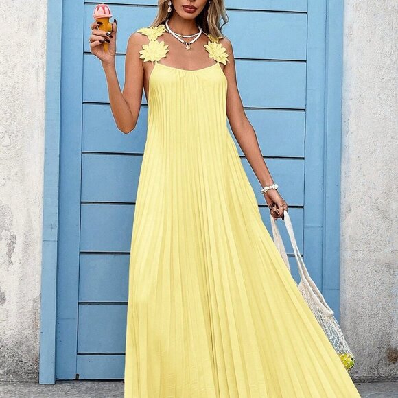 Yellow Party Women's Long Dress - Picture 3 of 6